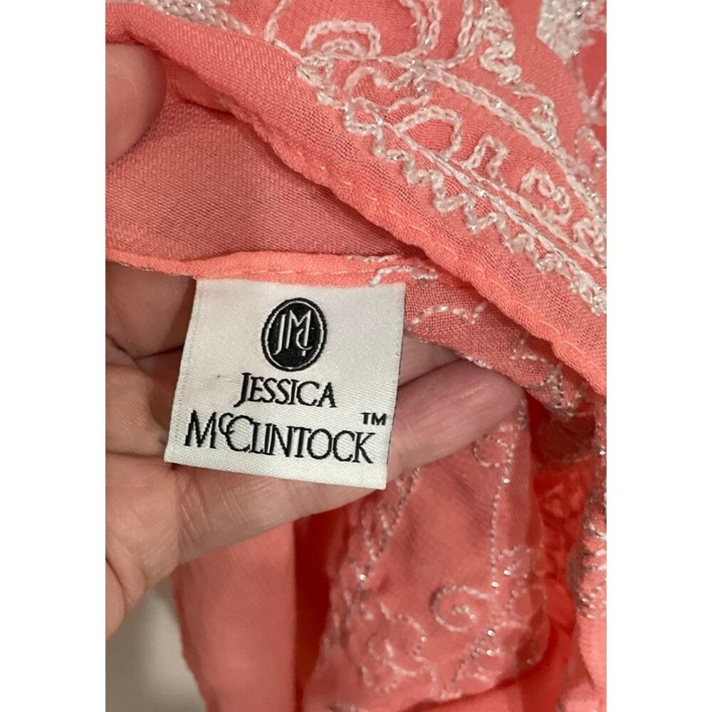 Jessica McClintock Floral Kimono Top Women OS Pink Embroidered Boho Cottage - Picture 7 of 8